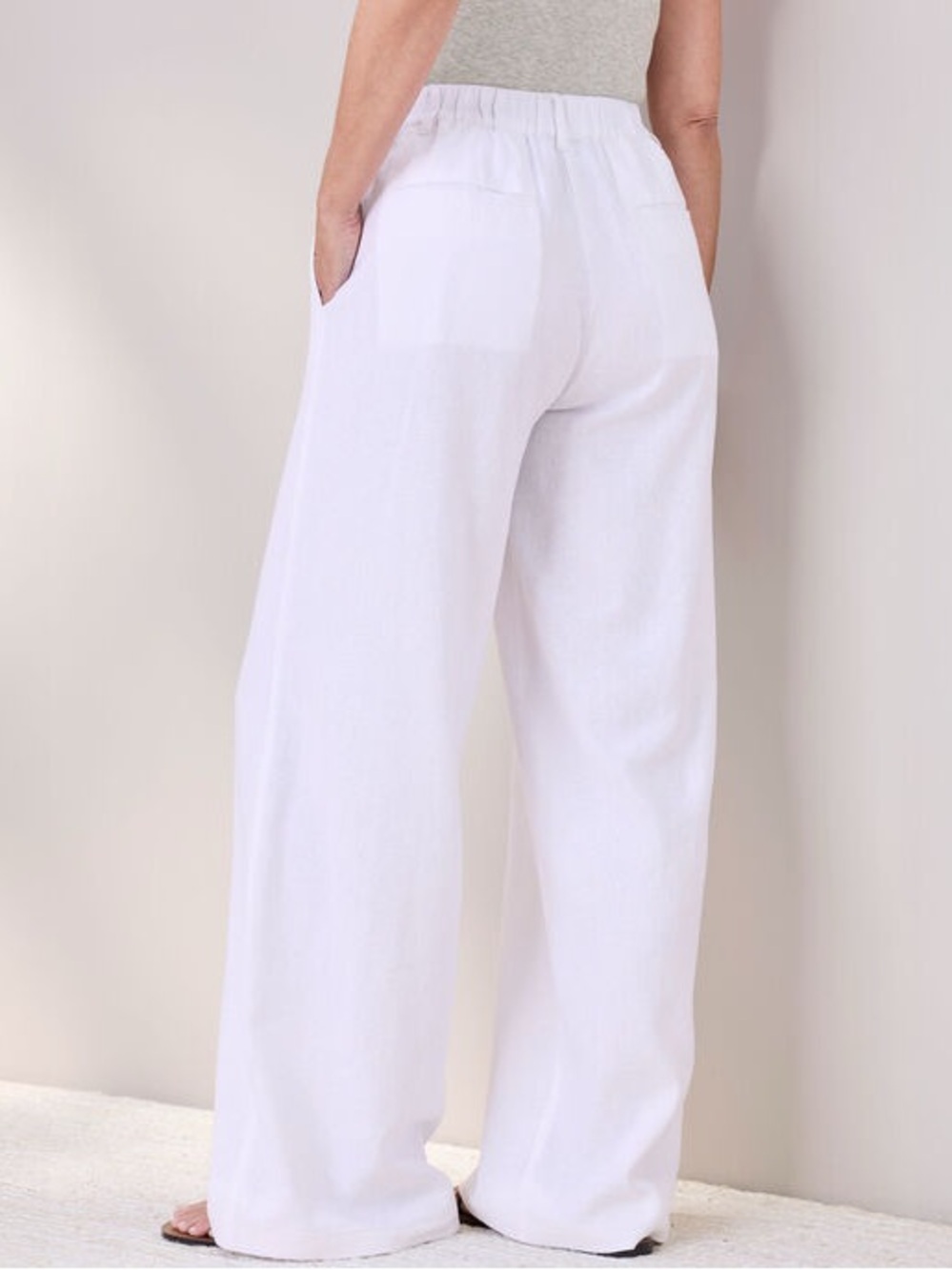 Gap White Linen Blend Wide Leg Pull-On Pants Women’s Small Tall